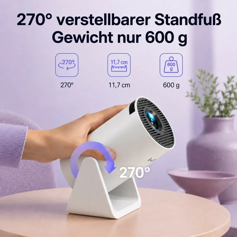 VisionBeam S27 – Mini-Beamer mit Full-HD-Unterstützung und automatischer Trapezkorrektur für ein flexibles Heimkino-Erlebnis