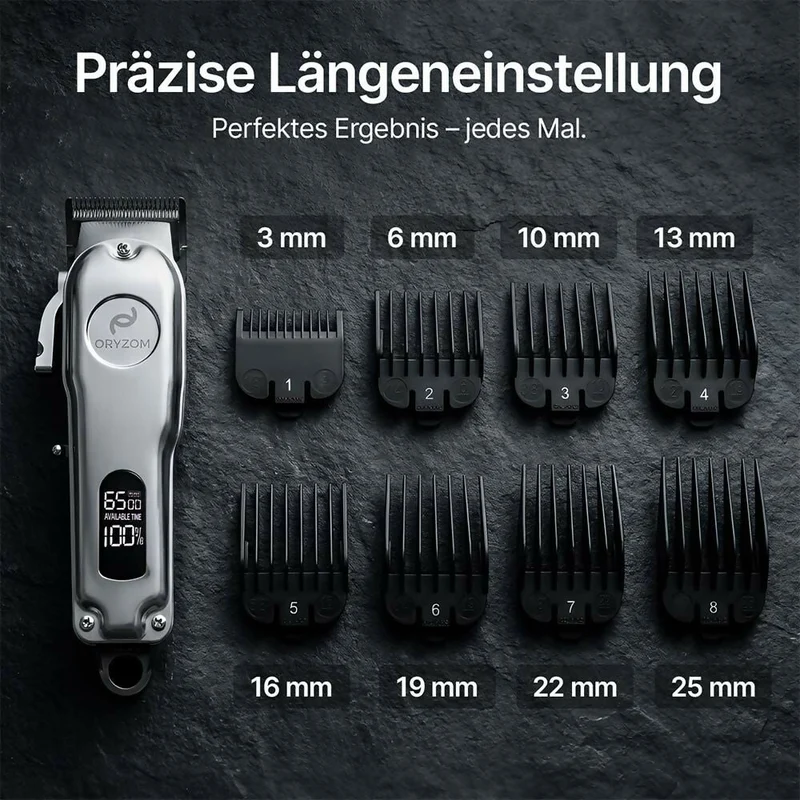 Oryzom ProClip 2.0 – Präzise Edelstahlklingen und kraftvoller Motor für gleichmäßige Schnitte bei Haar & Bart