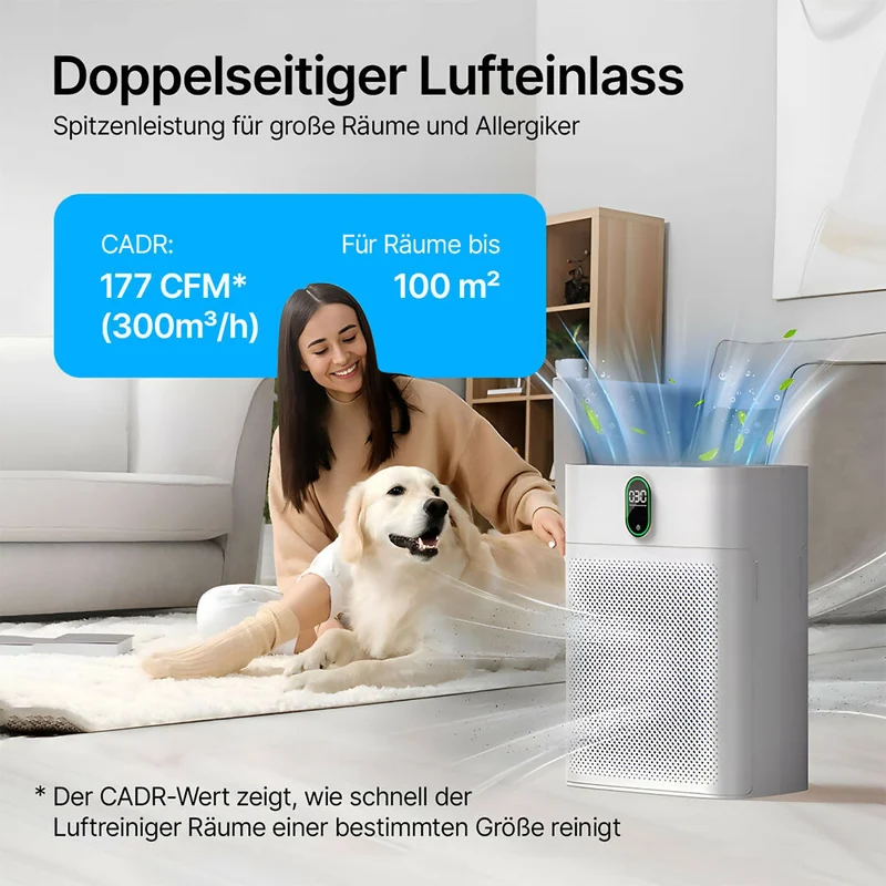 Smart Luftreiniger V1 Pro — Leistungsstarke HEPA-Filterung mit PM2.5-Sensor, App- und Sprachsteuerung für saubere Raumluft