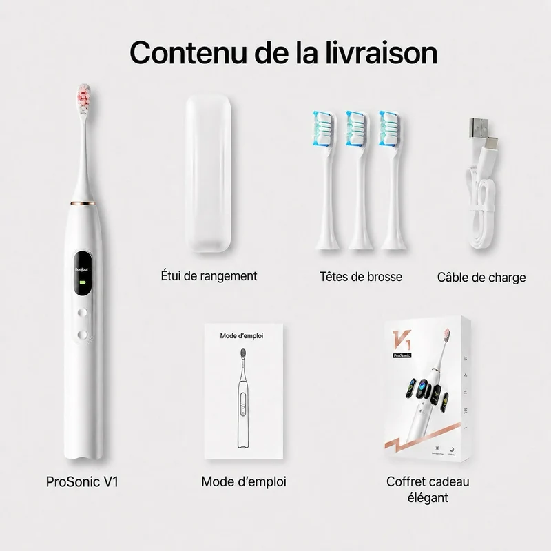 Oryzom ProSonic V1 – Nettoyage dentaire professionnel avec technologie sonique pour des dents plus lisses et une hygiène bucco-dentaire optimale
