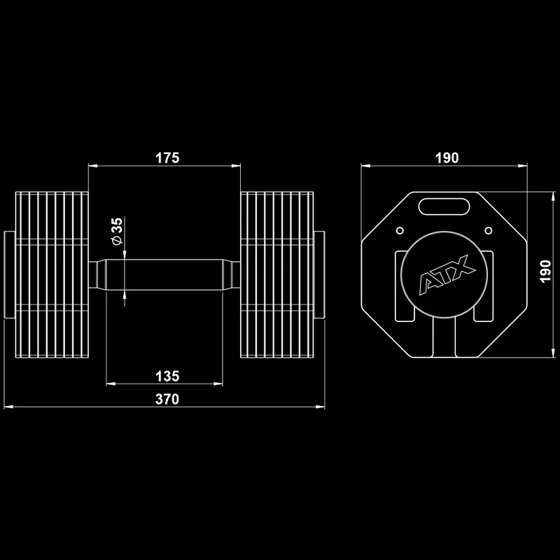 ATX® Verstellbare Kurzhanteln - Octa Dumbbells - 2 x 53 kg