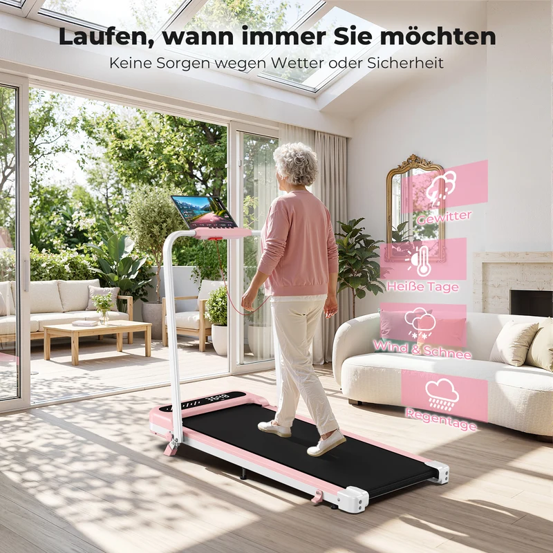 TM037 Walking Pad Laufband mit Bosch® Motor, klappbar & mit Steigung – Rosa