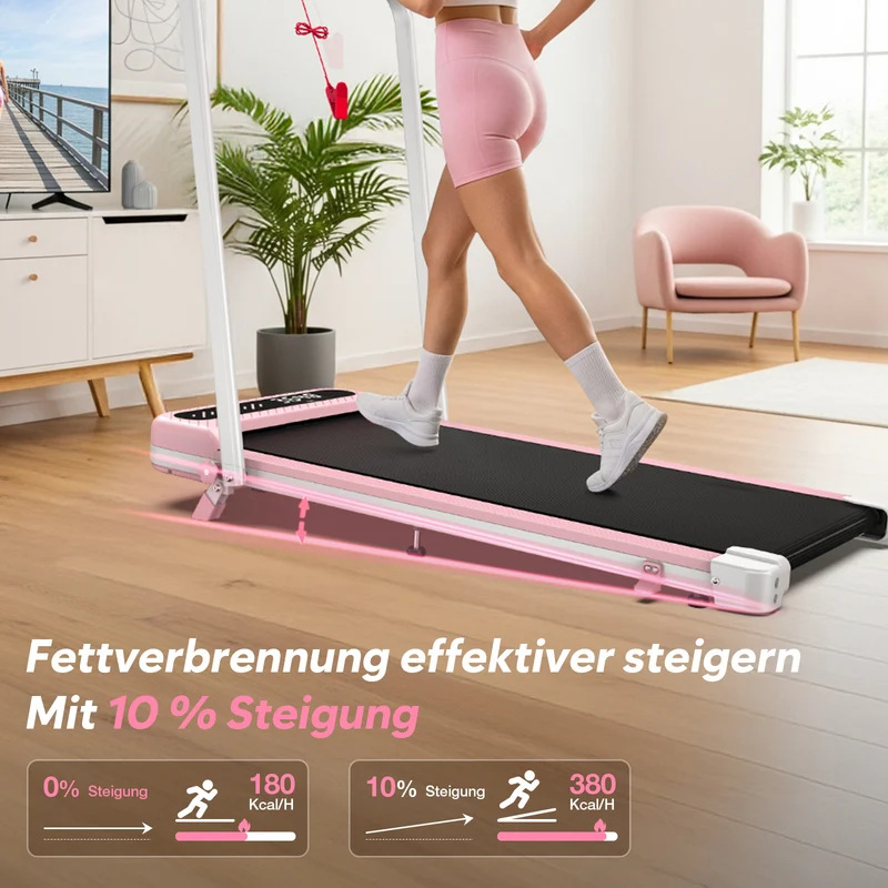 TM037 Walking Pad Laufband mit Bosch® Motor, klappbar & mit Steigung – Rosa