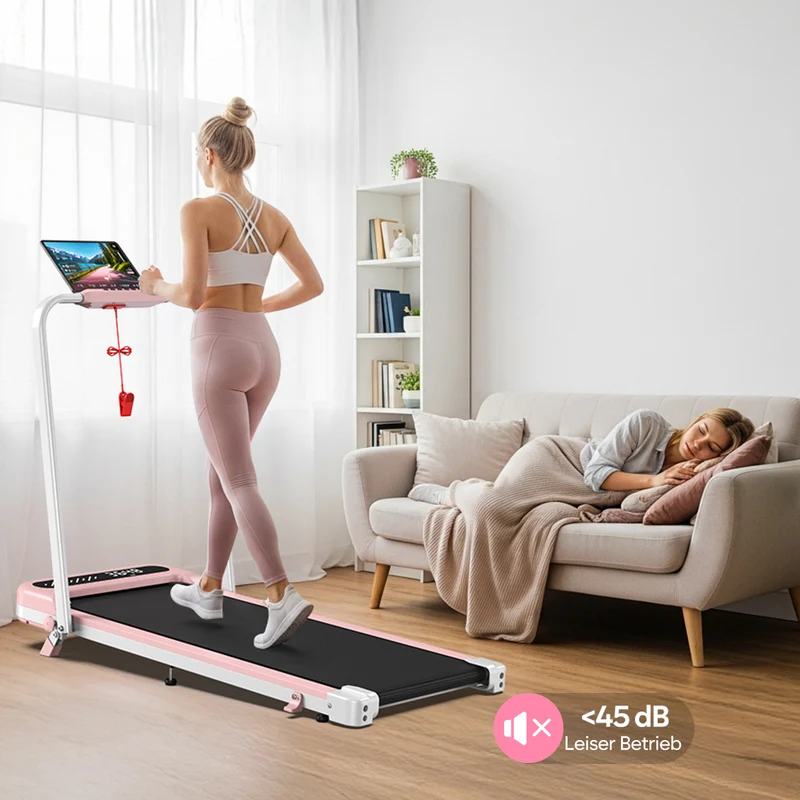 TM037 Walking Pad Laufband mit Bosch® Motor, klappbar & mit Steigung – Rosa