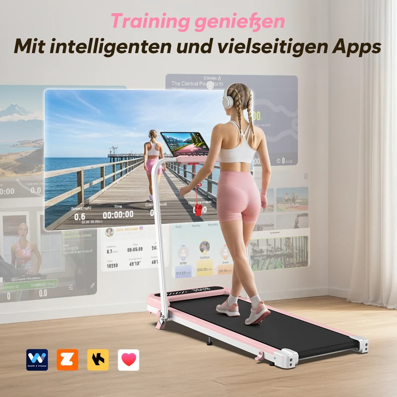 TM037 Walking Pad Laufband mit Bosch® Motor, klappbar & mit Steigung – Rosa