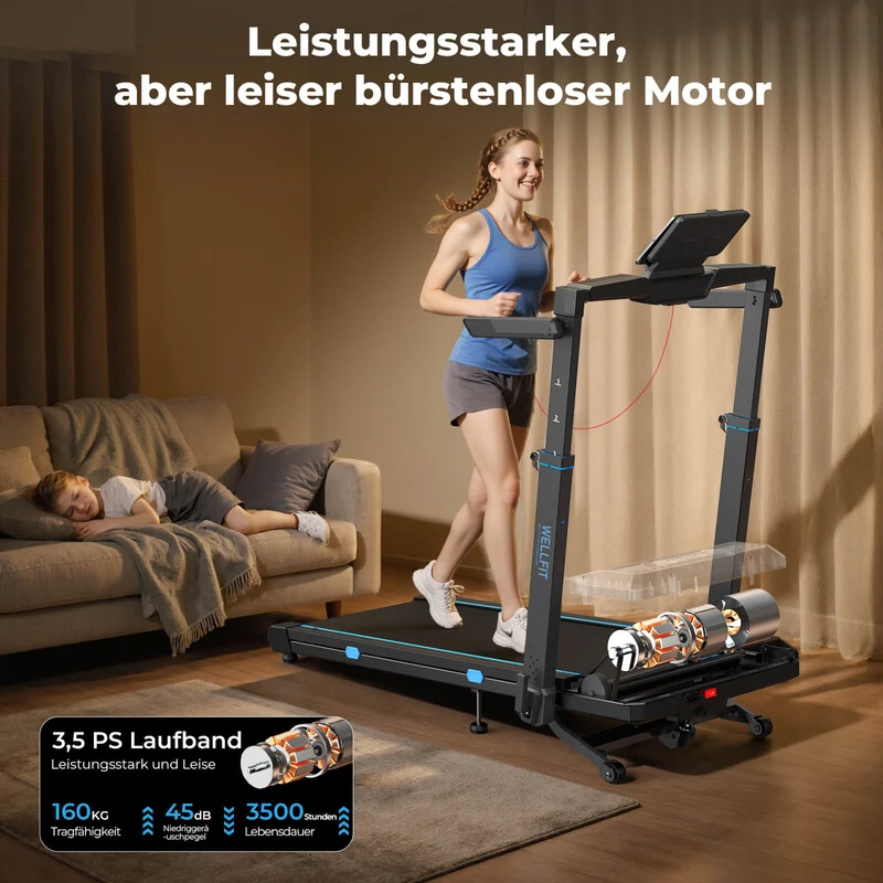 TM032 Laufband mit Bosch® Motor, höhenverstellbar & mit 10 % Auto-Steigung