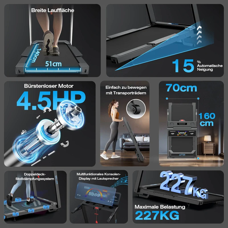 TM029 Pro Laufband mit Bosch® Motor – Vorbestellung | 15 % Auto-Steigung & 227 kg Tragfähigkeit