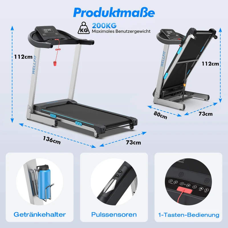 TM007 Laufband mit Bosch® Motor – Vorbestellung | Klappbar, 15 % Auto-Steigung & bis 200 kg belastbar