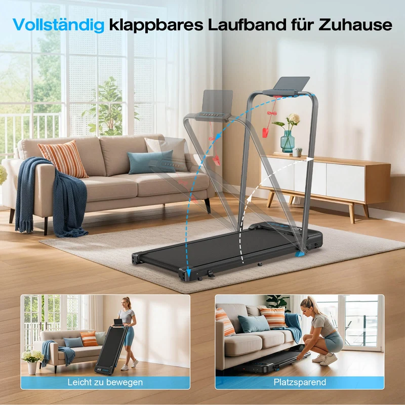 TM037 Laufband mit Bosch® Motor, klappbar & mit Steigung für Zuhause