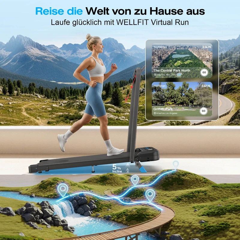 TM037 Laufband mit Bosch® Motor, klappbar & mit Steigung für Zuhause