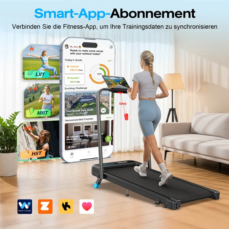 TM037 Laufband mit Bosch® Motor, klappbar & mit Steigung für Zuhause