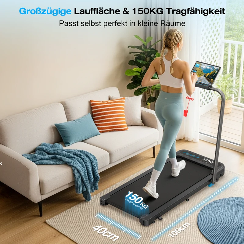 TM037 Laufband mit Bosch® Motor, klappbar & mit Steigung für Zuhause