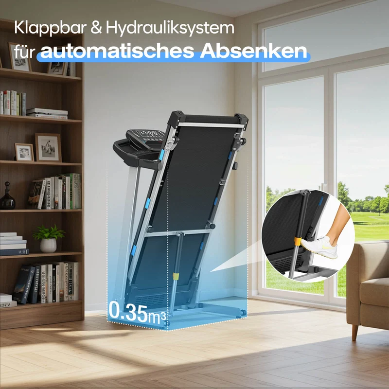 TM015 Laufband mit Bosch® Motor, klappbar, mit Steigung & Haltegriffen – bis 180 kg belastbar