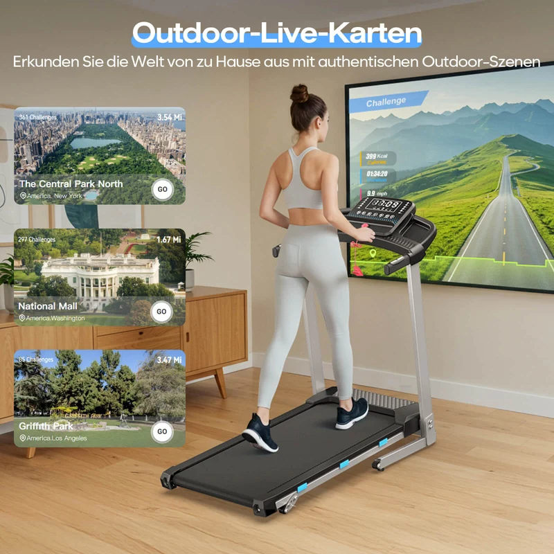 TM015 Laufband mit Bosch® Motor, klappbar, mit Steigung & Haltegriffen – bis 180 kg belastbar