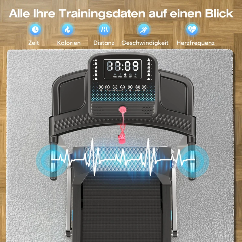 TM015 Laufband mit Bosch® Motor, klappbar, mit Steigung & Haltegriffen – bis 180 kg belastbar