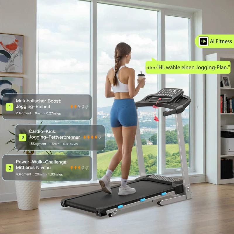 TM015 Laufband mit Bosch® Motor, klappbar, mit Steigung & Haltegriffen – bis 180 kg belastbar