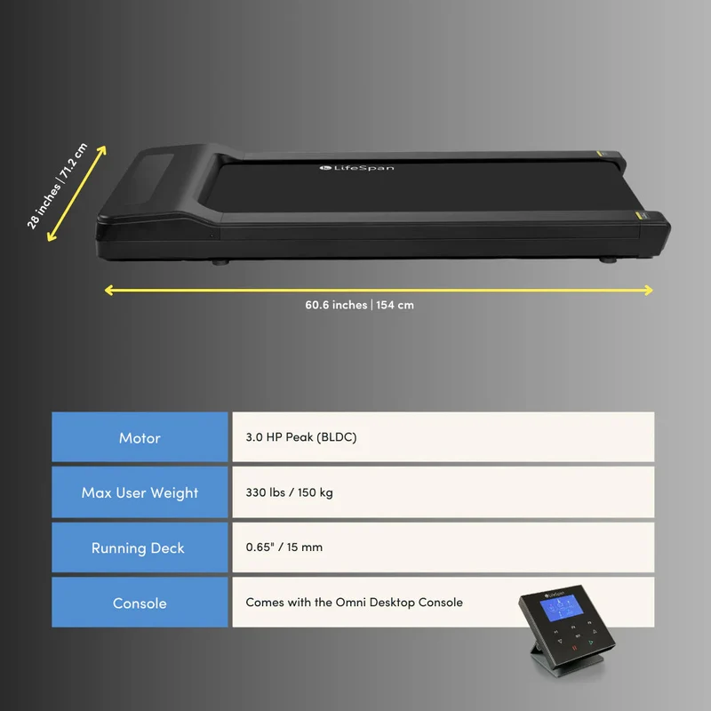LifeSpan TR1200Pro Under Desk Treadmill with Smart Console SC130