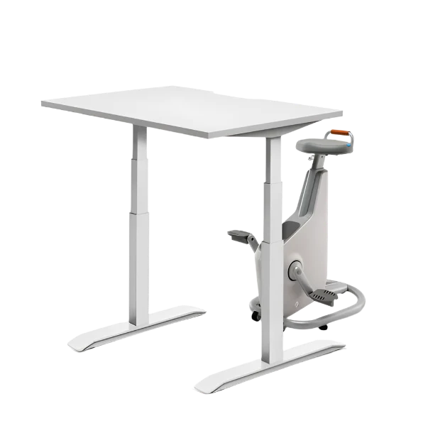 LifeSpan Ampera Bike Desk Glacier White with Standing Desk