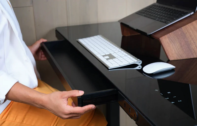 LifeSpan Ampera Bike Desk Glacier White with Glass Standing Desk