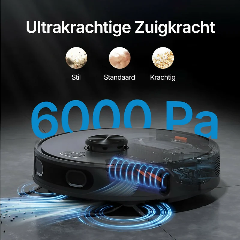 Robotstofzuiger V8 Pro — Volautomatische reiniging met dweilfunctie, slimme navigatie en app-bediening voor moeiteloze schoonmaak
