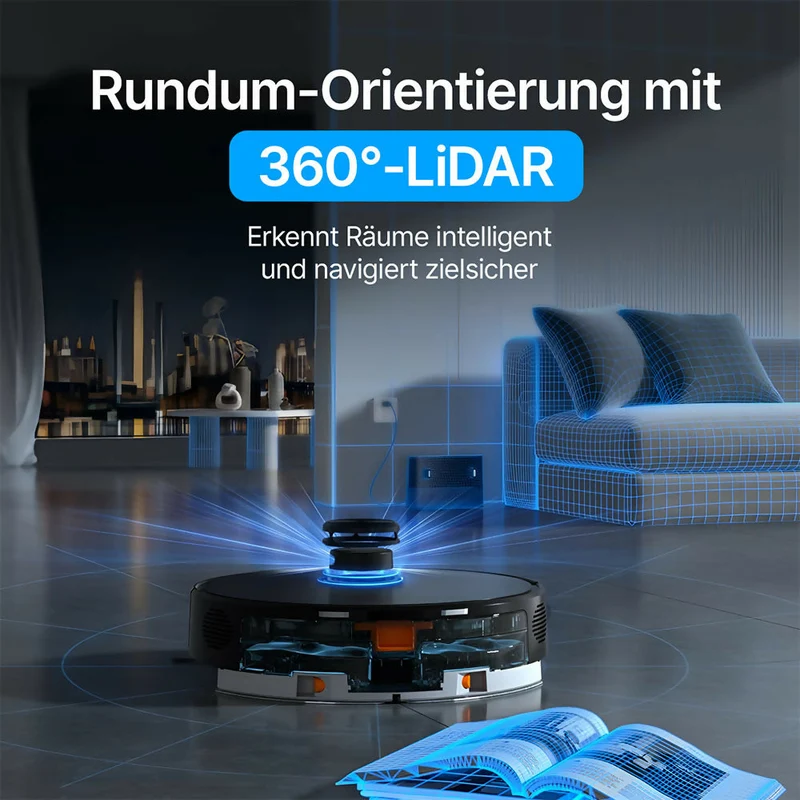 Saugroboter V8 Pro — Vollautomatische Reinigung mit Wischfunktion, LiDAR-Navigation und App-Steuerung für mühelose Sauberkeit