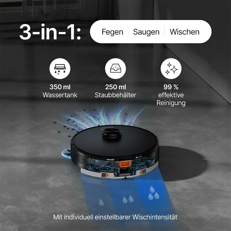 Saugroboter V8 Pro — Vollautomatische Reinigung mit Wischfunktion, LiDAR-Navigation und App-Steuerung für mühelose Sauberkeit