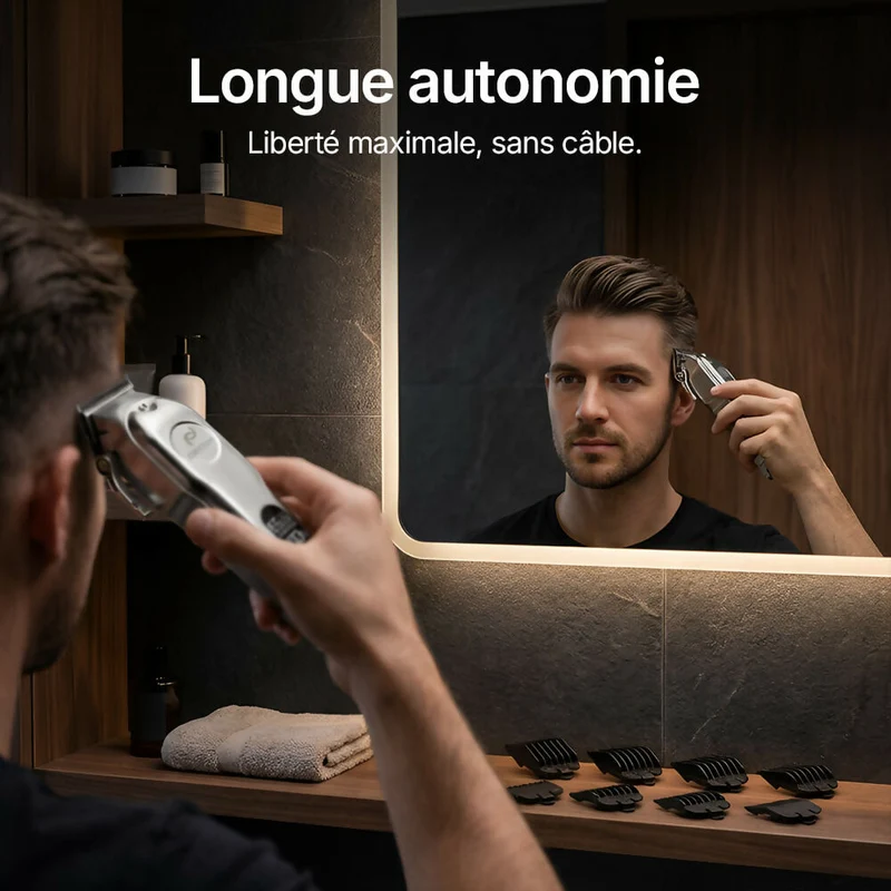Oryzom ProTrim 2.0 – Lames en acier inoxydable précises et moteur puissant pour des coupes uniformes des cheveux et de la barbe