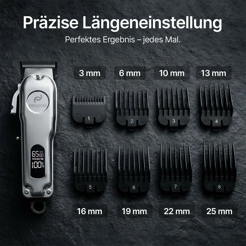 Oryzom ProTrim 2.0 – Präzise Edelstahlklingen und kraftvoller Motor für gleichmäßige Schnitte bei Haar & Bart