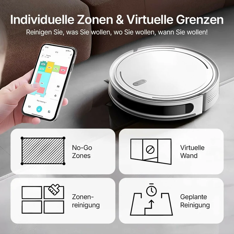 Saugroboter D10 Pro – Vollautomatische Reinigung mit Wischfunktion, intelligenter Navigation und App-Steuerung für mühelose Sauberkeit