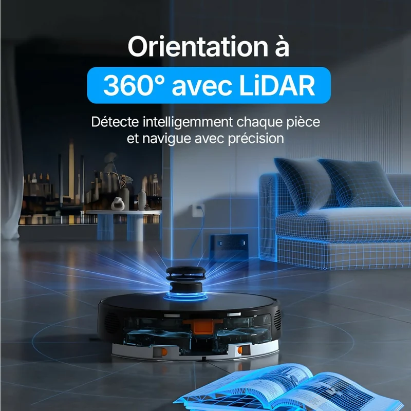 Robot aspirateur V8 Pro – Nettoyage automatique avec fonction serpillère, navigation intelligente et contrôle via application pour une propreté sans effort