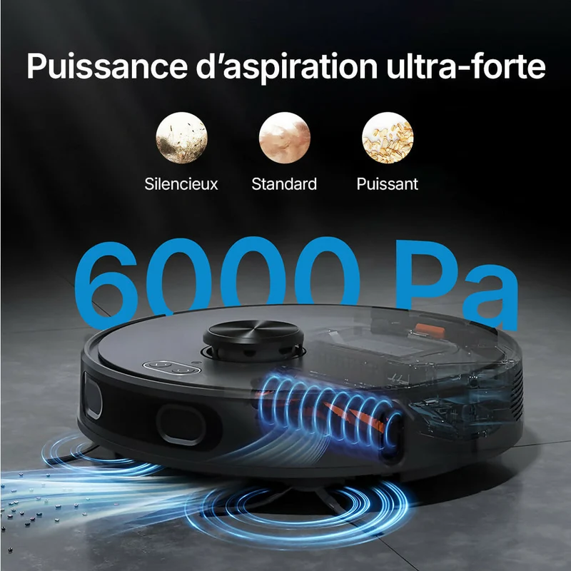 Robot aspirateur V8 Pro – Nettoyage automatique avec fonction serpillère, navigation intelligente et contrôle via application pour une propreté sans effort