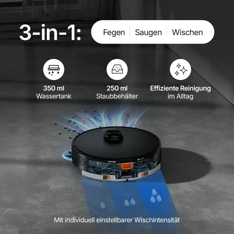 Saugroboter V8 Pro – Vollautomatische Reinigung mit Wischfunktion, LiDAR-Navigation und App-Steuerung für mühelose Sauberkeit