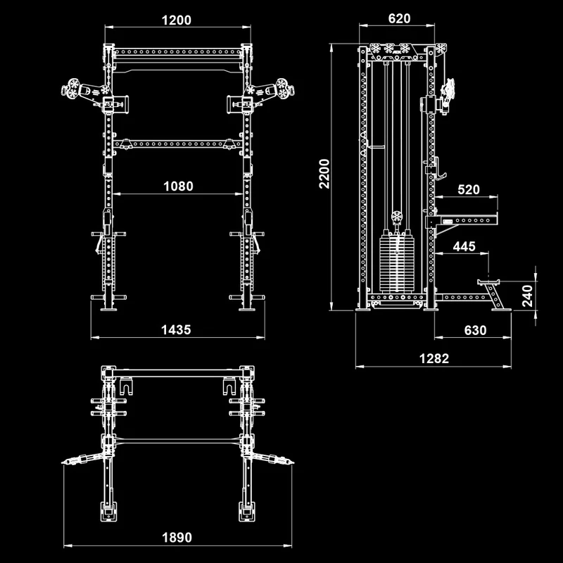 ATX® Cable Half Rack mit 2 x 90 kg Steckgewichte
