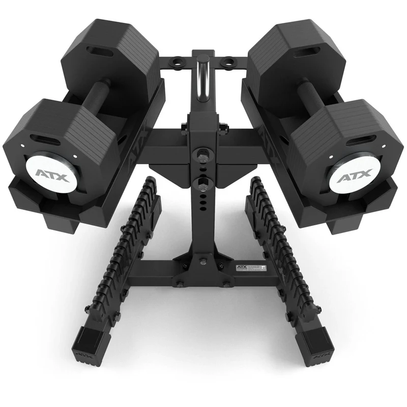 ATX® Octa Dumbbells 2 x 36 kg - Verstellbare Hanteln inkl. Ablageständer