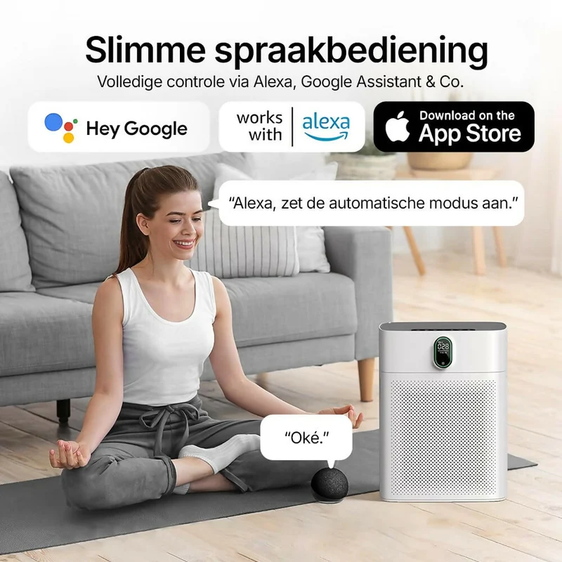 Smart Luchtreiniger V1 Pro – Krachtige HEPA-filtratie met PM2.5-sensor, app- en spraakbediening voor schone binnenlucht