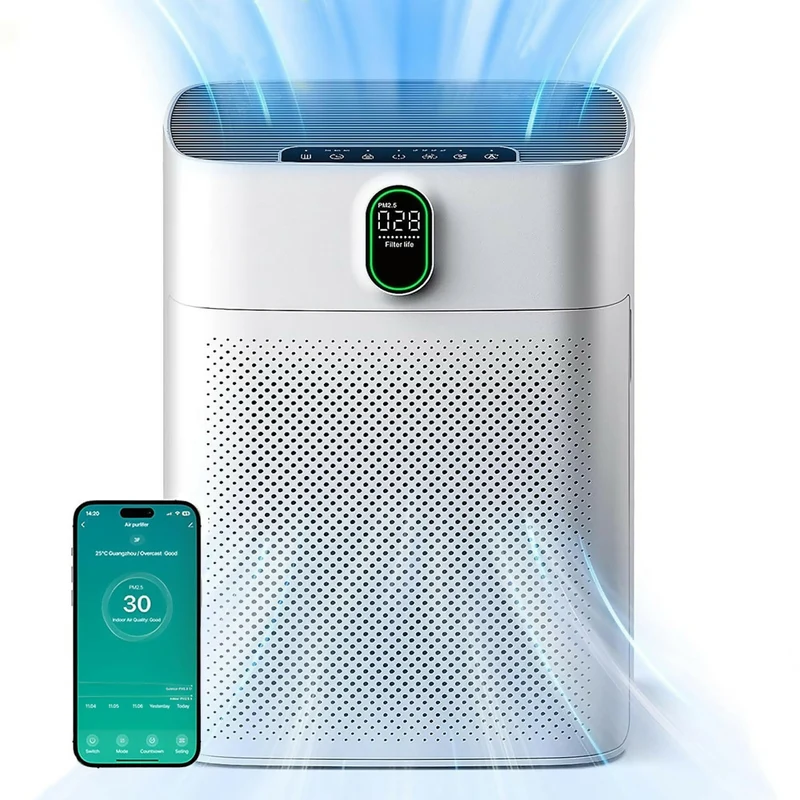 Smart Luftreiniger V1 Pro – Leistungsstarke HEPA-Filterung mit PM2.5-Sensor, App- und Sprachsteuerung für saubere Raumluft
