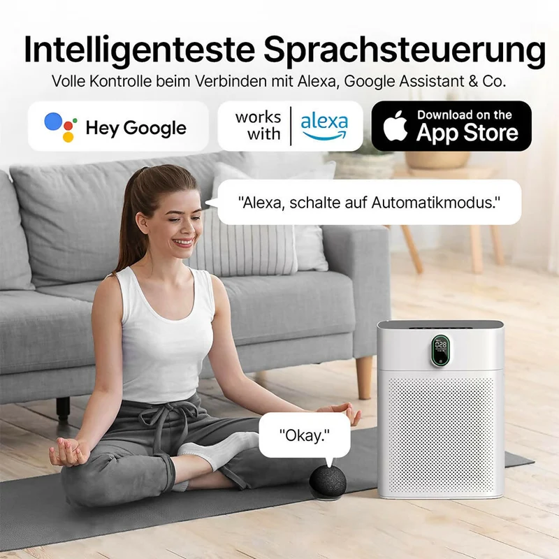 Smart Luftreiniger V1 Pro – Leistungsstarke HEPA-Filterung mit PM2.5-Sensor, App- und Sprachsteuerung für saubere Raumluft