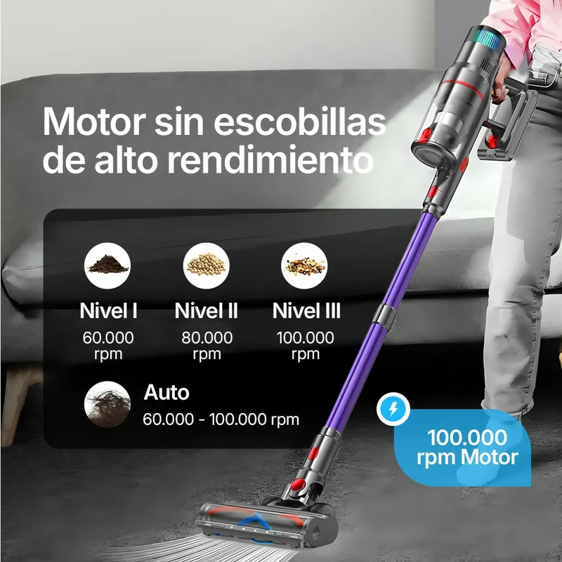 Aspiradora sin cable V1 Ultra – Motor ultra-potente de 100.000 rpm para un rendimiento excepcional