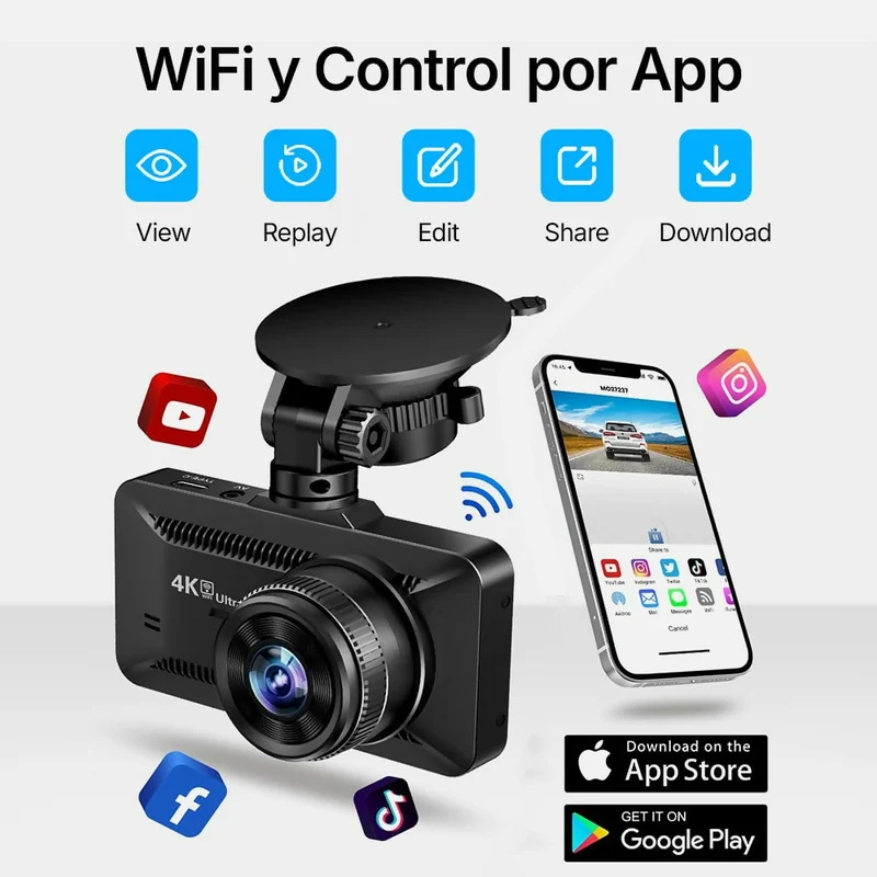 4K Dashcam Pro: grabación en Ultra HD con cámaras delantera y trasera, visión nocturna y vigilancia 24 horas