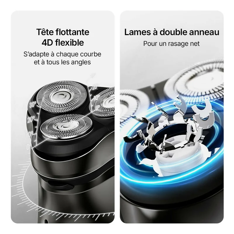 Rasoir électrique V1 Pro – Lames 4D ultra-précises et tondeuse intégrée pour un rasage net et confortable