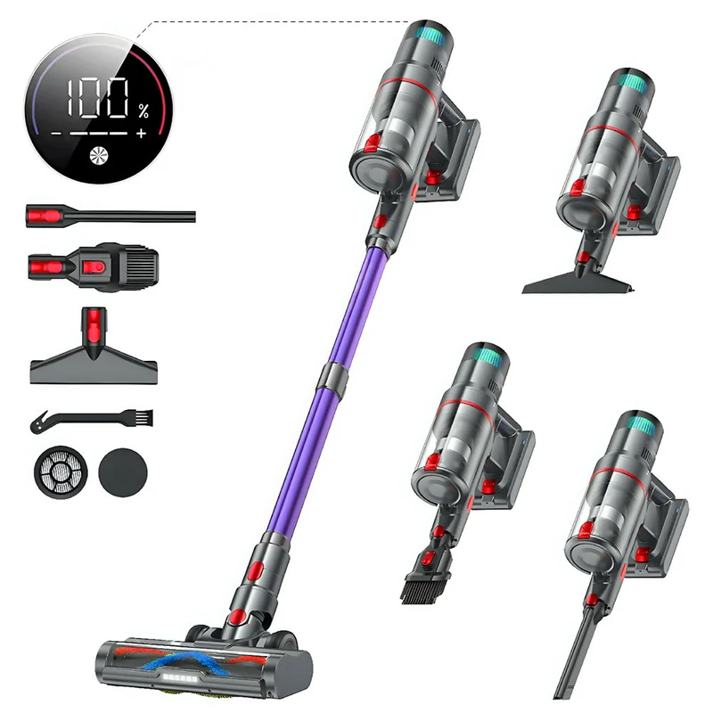 Ultra-starker Akku-Staubsauger mit automatischer Stauberkennung / Bis zu 60 Minuten Laufzeit / Beutelloser Staubsauger für Teppiche, Hartböden & Tierhaare