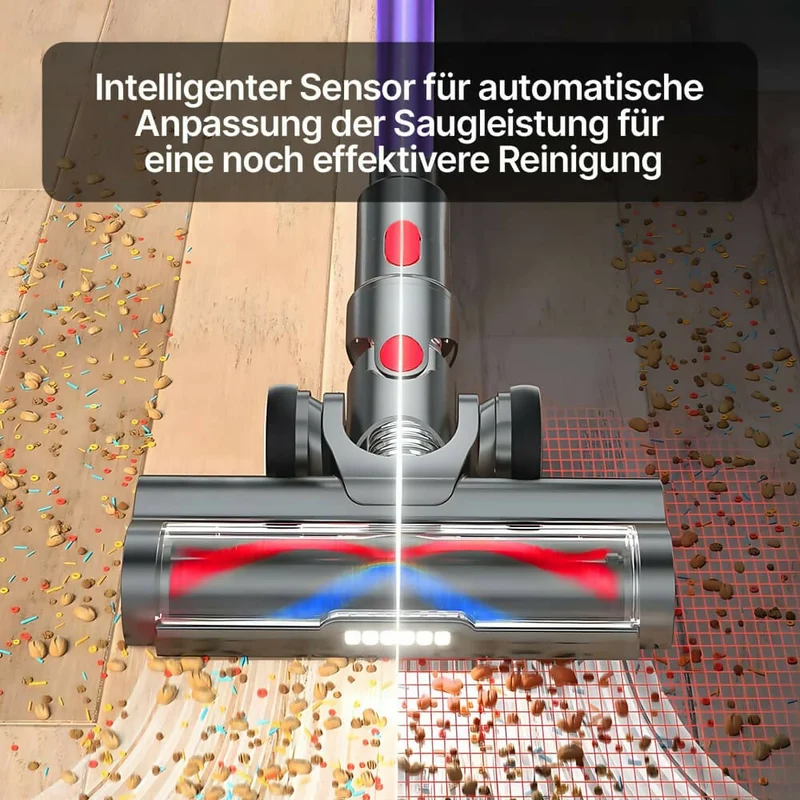 Ultra-starker Akku-Staubsauger mit automatischer Stauberkennung / Bis zu 60 Minuten Laufzeit / Beutelloser Staubsauger für Teppiche, Hartböden & Tierhaare