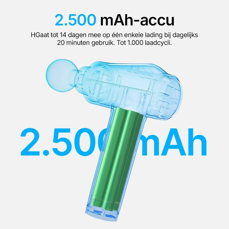 Massagepistool met 30 snelheden / Diepe spiermassage tot 3.600 impulsen/min / 10 massagekoppen voor nek, rug & lichaam / Met LCD-touchscreen
