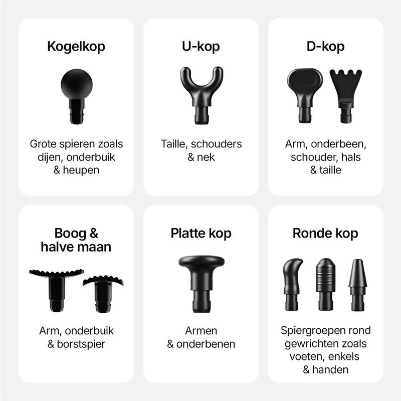 Massagepistool met 30 snelheden / Diepe spiermassage tot 3.600 impulsen/min / 10 massagekoppen voor nek, rug & lichaam / Met LCD-touchscreen