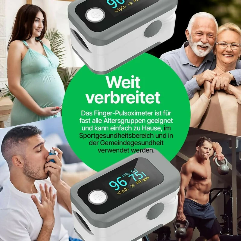 Professionelles Pulsoximeter / Blutsauerstoffmessgerät / Mit LED-Anzeige / Fortschrittliche Technologie für alle Altersgruppen / Pulsmessung, Sauerstoffsättigung und Perfusionsindex