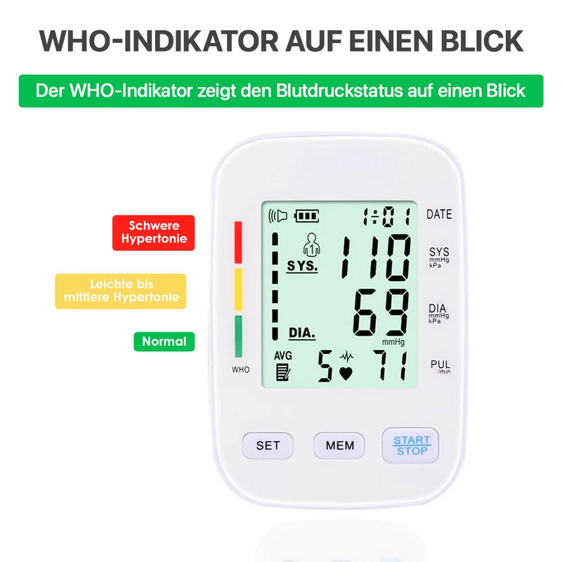 Blutdruckmessgerät V8 Pro – Vollautomatische Messung mit klinisch getesteter Genauigkeit, komfortabler Manschette und Arrhythmie-Erkennung für präzise Ergebnisse