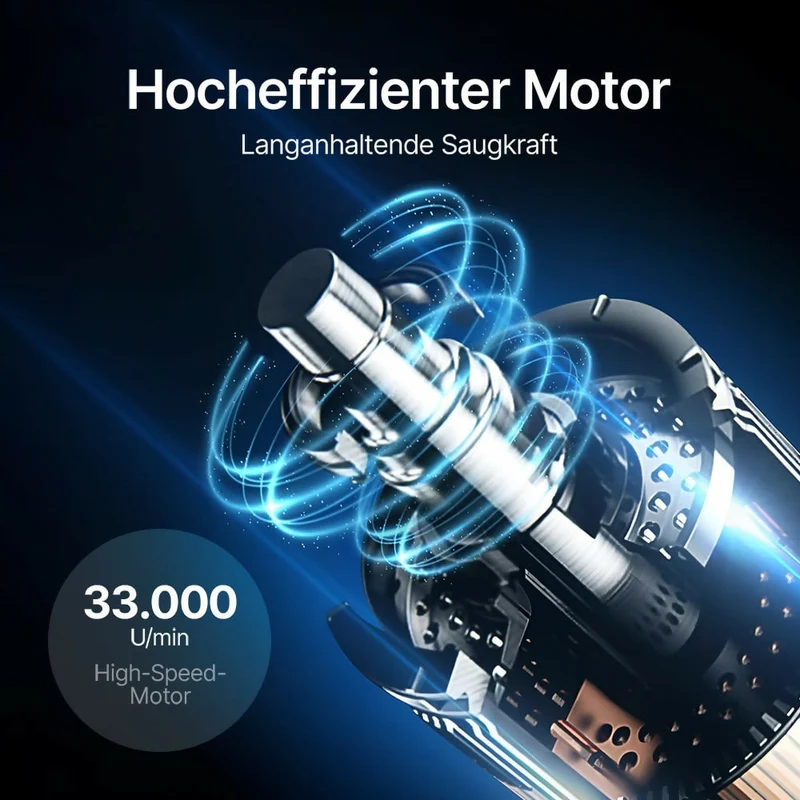 Ultra-starker Akku-Handstaubsauger / Beutelloser Handstaubsauger mit LED-Licht und Schnellladefunktion / Handsauger für Nass & Trocken / Leicht und leise