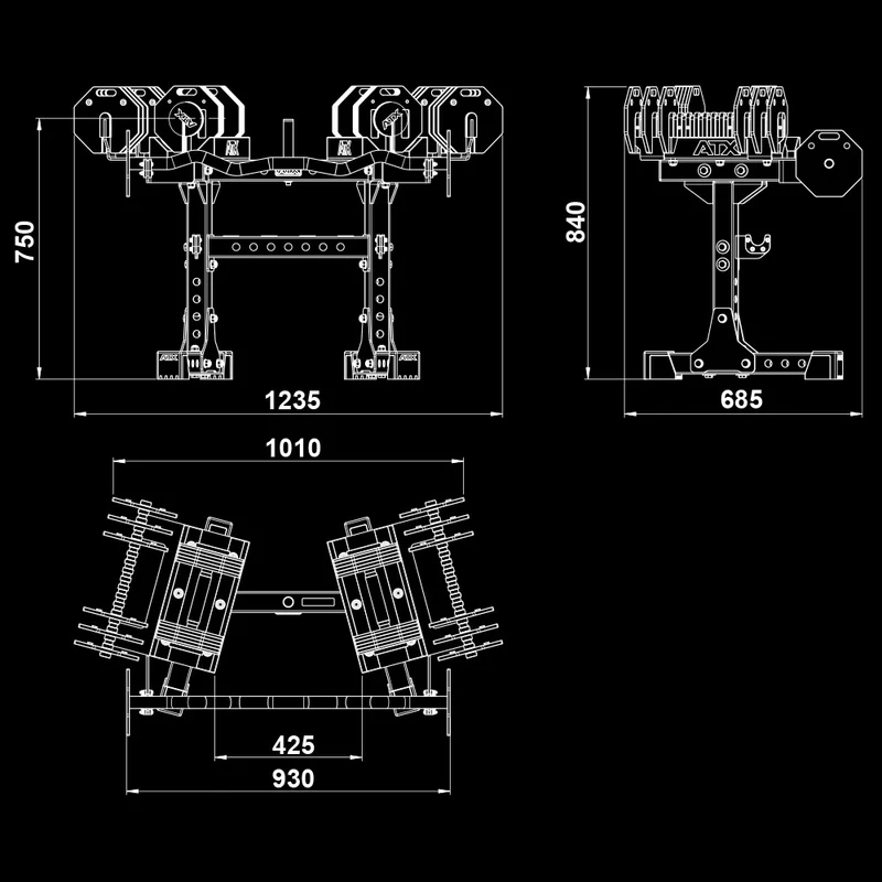 ATX® Octa-Dumbbell-Set XL 2 x 36 kg + SZ-Stange + Storage