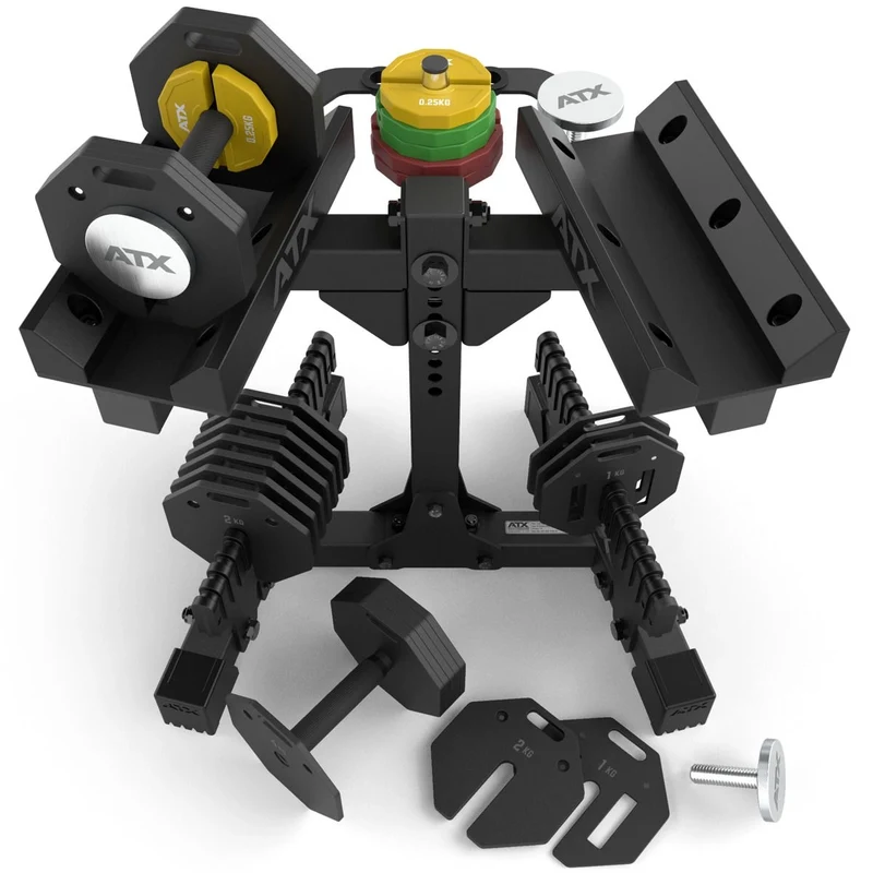 ATX® Octa-Dumbbells 2 x 24 kg - Verstellbare Hanteln inkl. Ablageständer