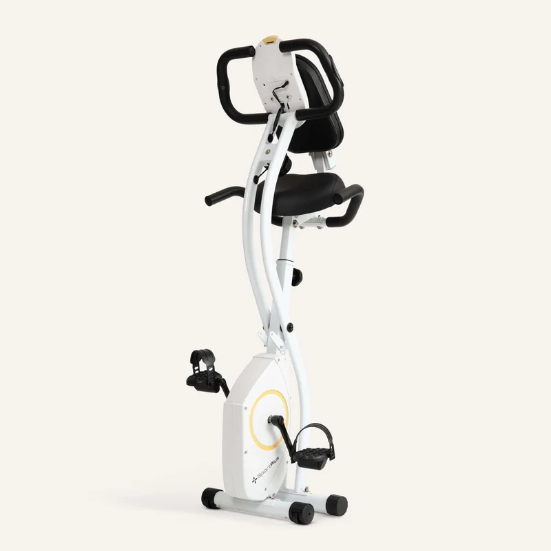 Klappbarer Heimtrainer | S-Bike für leichten Einstieg | mit Rückenlehne | 8 manuelle Widerstandsstufen | App-kompatibel